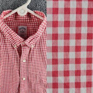 Brooks Brothers Slim Fit Medium Red Check Long Sleeve Button Up Shirt All Cotton